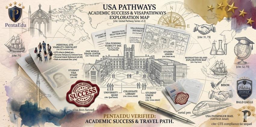 USA American University Sketch - PentaEdu