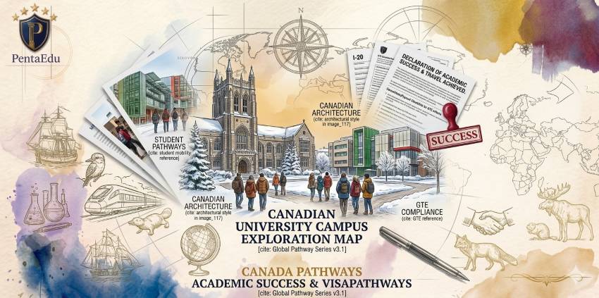 a snowy Canadian university campus - PentaEdu